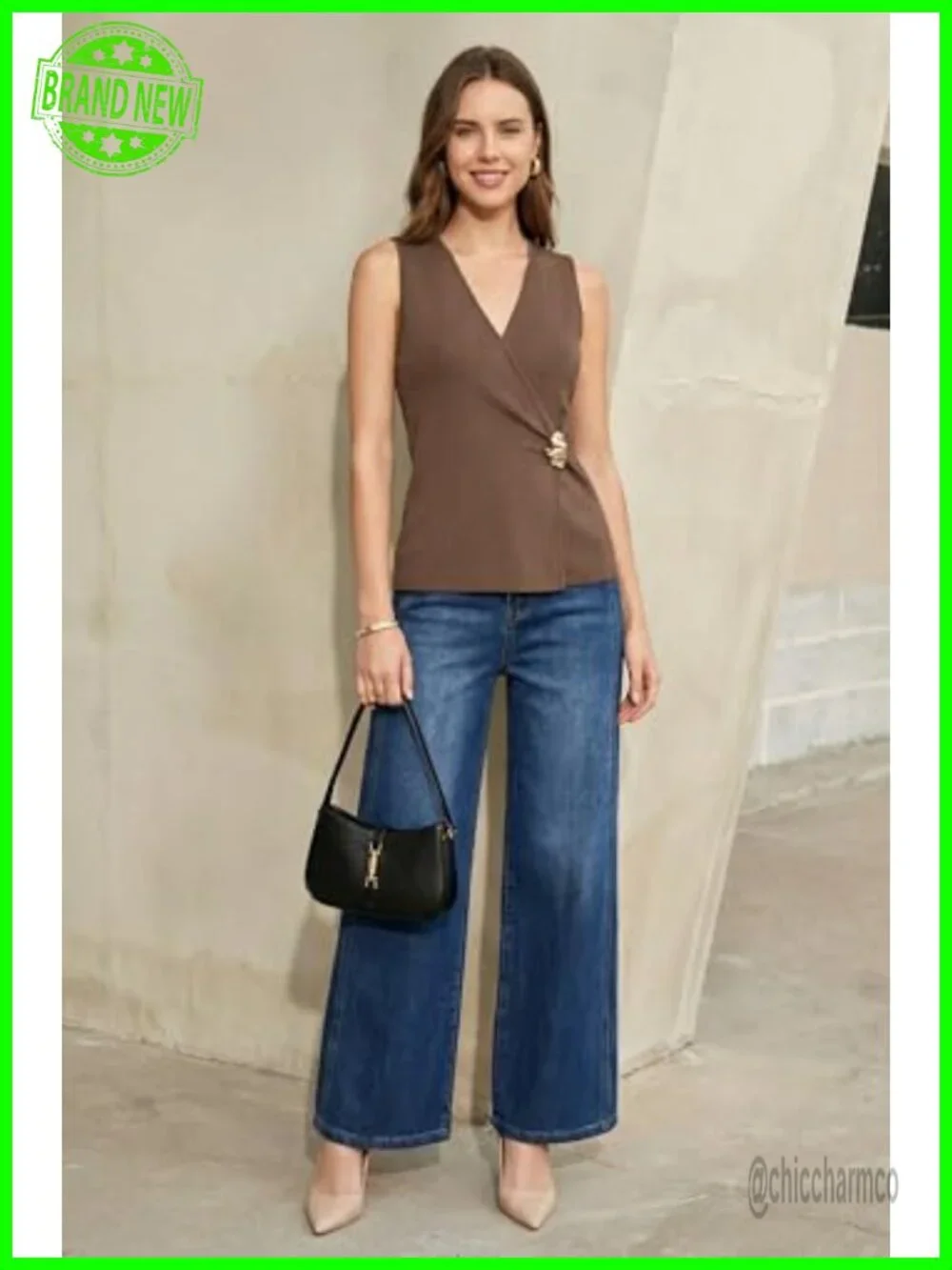 Lightweight Lyocell Blend Wrap V Neck Sweater Vest Dressy Casual Top
